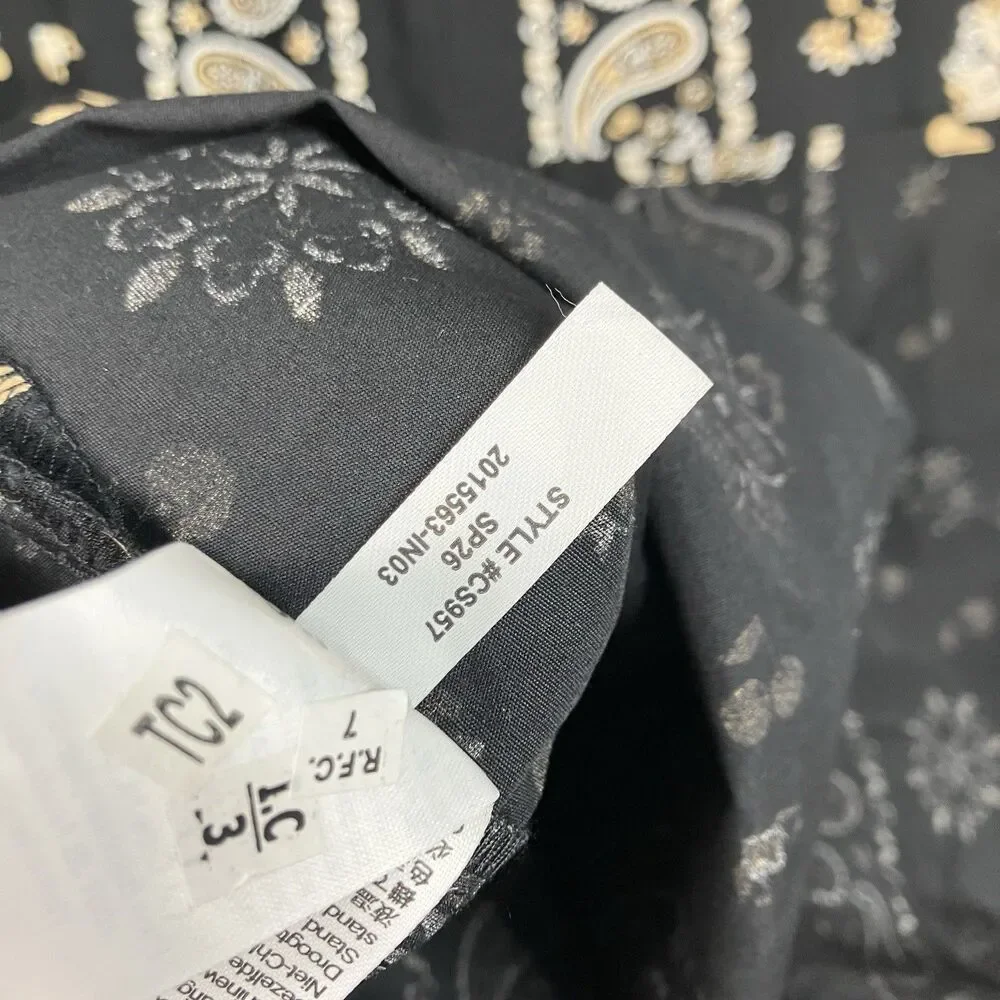 J Crew Cosmo Pants SP Petite S Black Bandana Paisley Print Wide Leg CS470